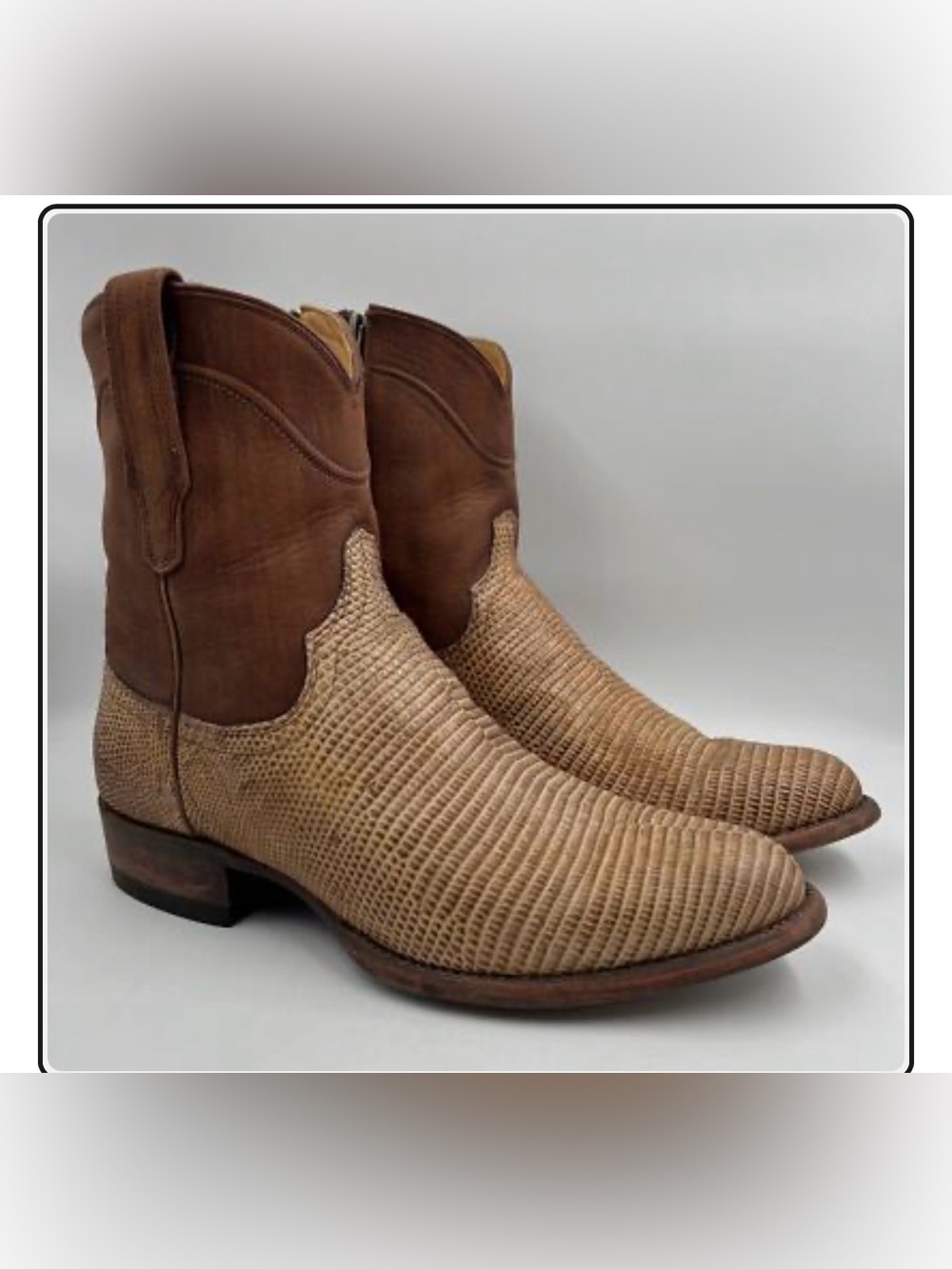 Tecovas Dean Genuine Lizard Skin Ankle Boots Men’s 12 | Tan Exotic Leather